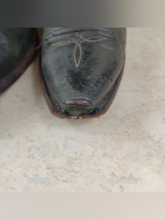 Vintage Dan Post Ostrich Leather Black Cowboy Boots, Size Men's 8.1/2 Pull-On - Picture 4 of 16